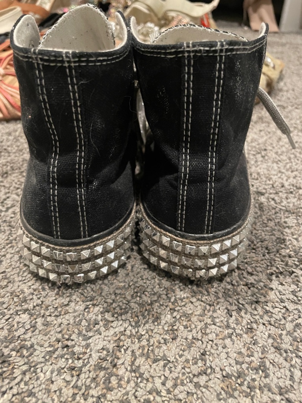 NAN-KU Couture Women's Black High-Top Sneakers with Silver Studded Trim - Picture 4 of 5
